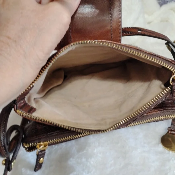 Vintage Brahmin Brown Pecan Melbourne Crossbody Leather String Wallet Organizer - Picture 8 of 13